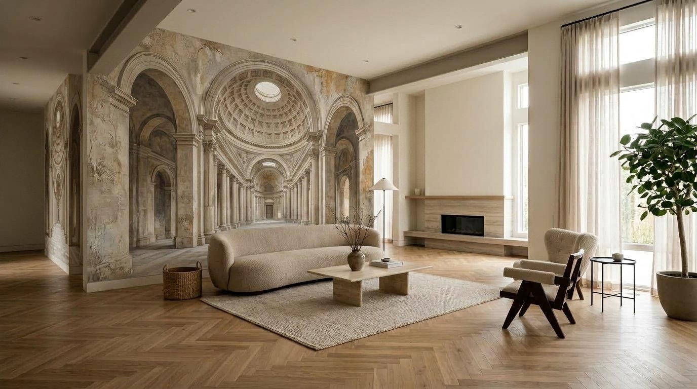 After: Vintage Dome Architecture Mural Installed