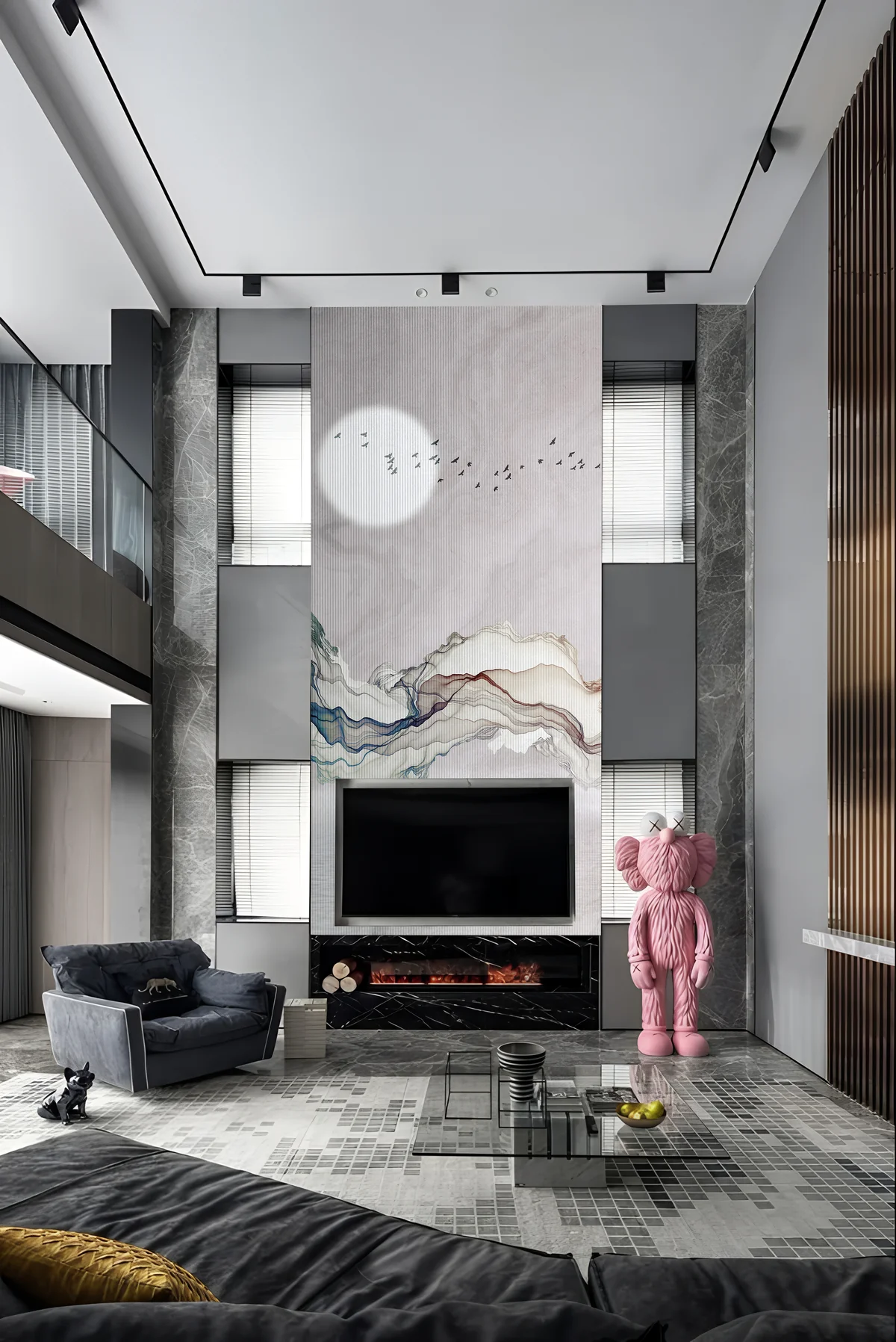 Abstract Flowing Mountain Landscape Wall Mural