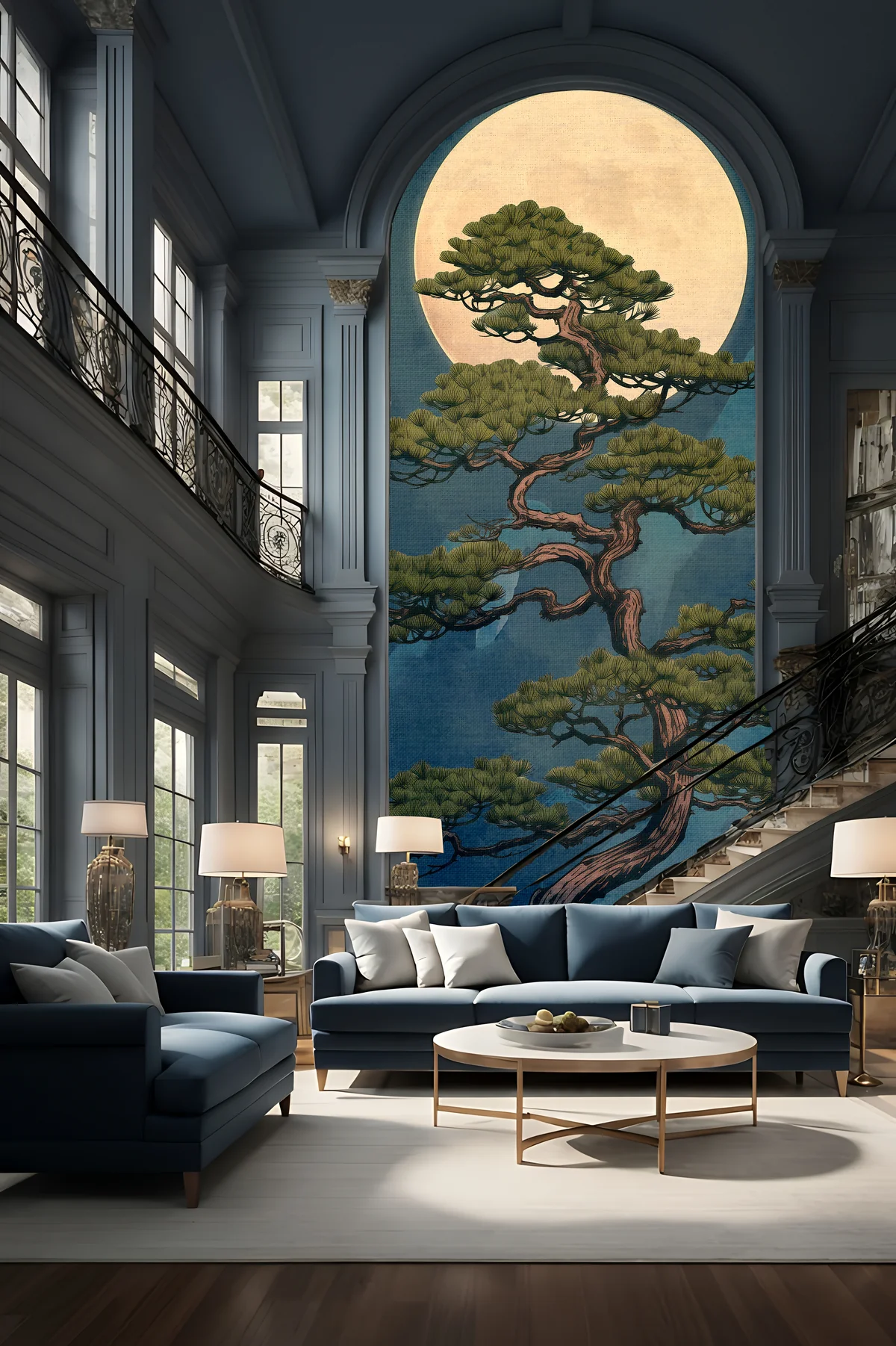 Moonlight Pine Tree Wall Mural