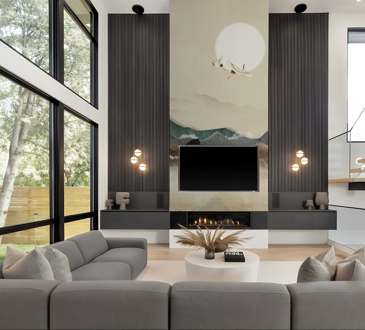Golden Crane Mountain Scenic Wall Mural