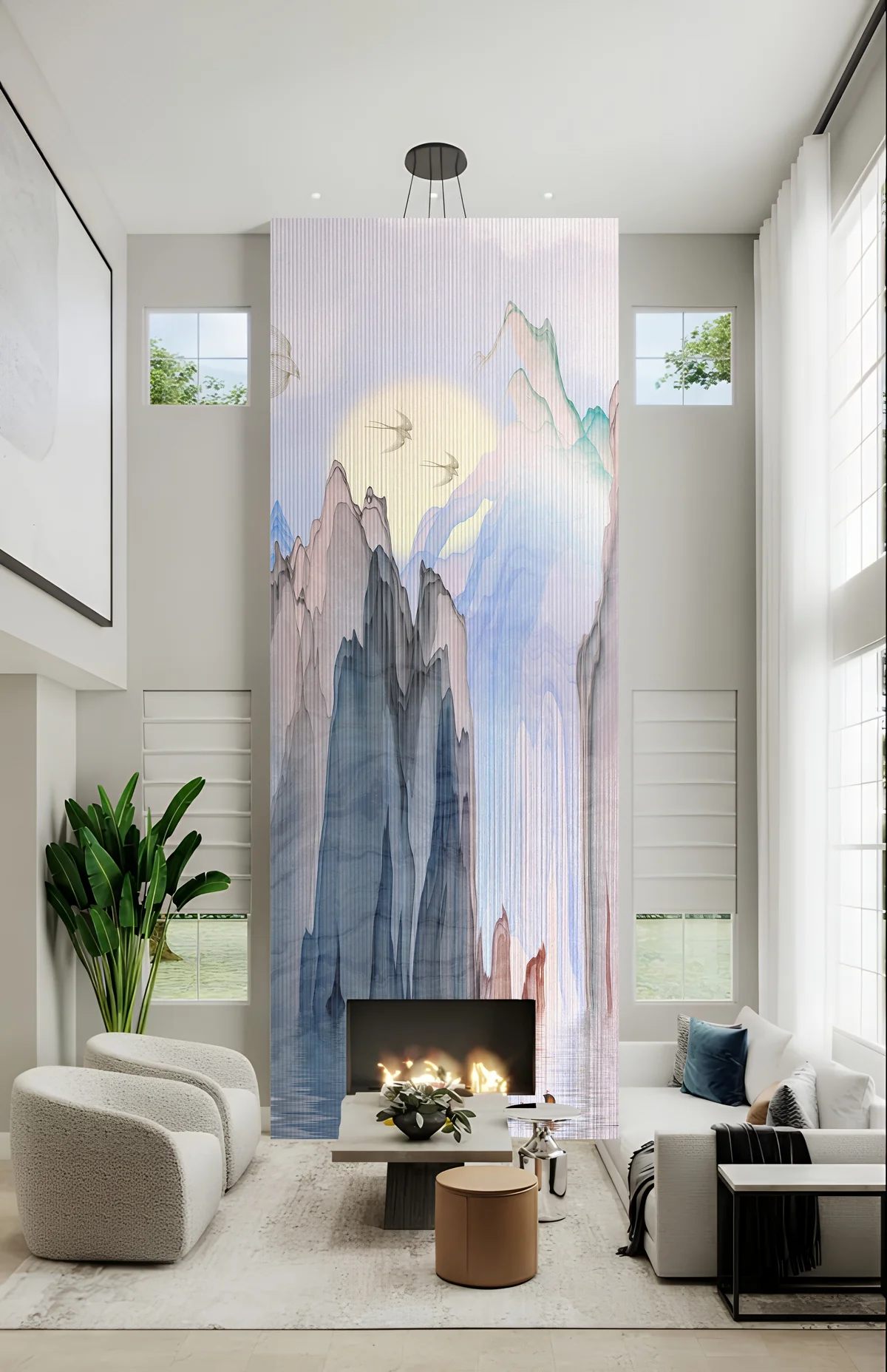 Misty Mountain Sunrise Wall Mural