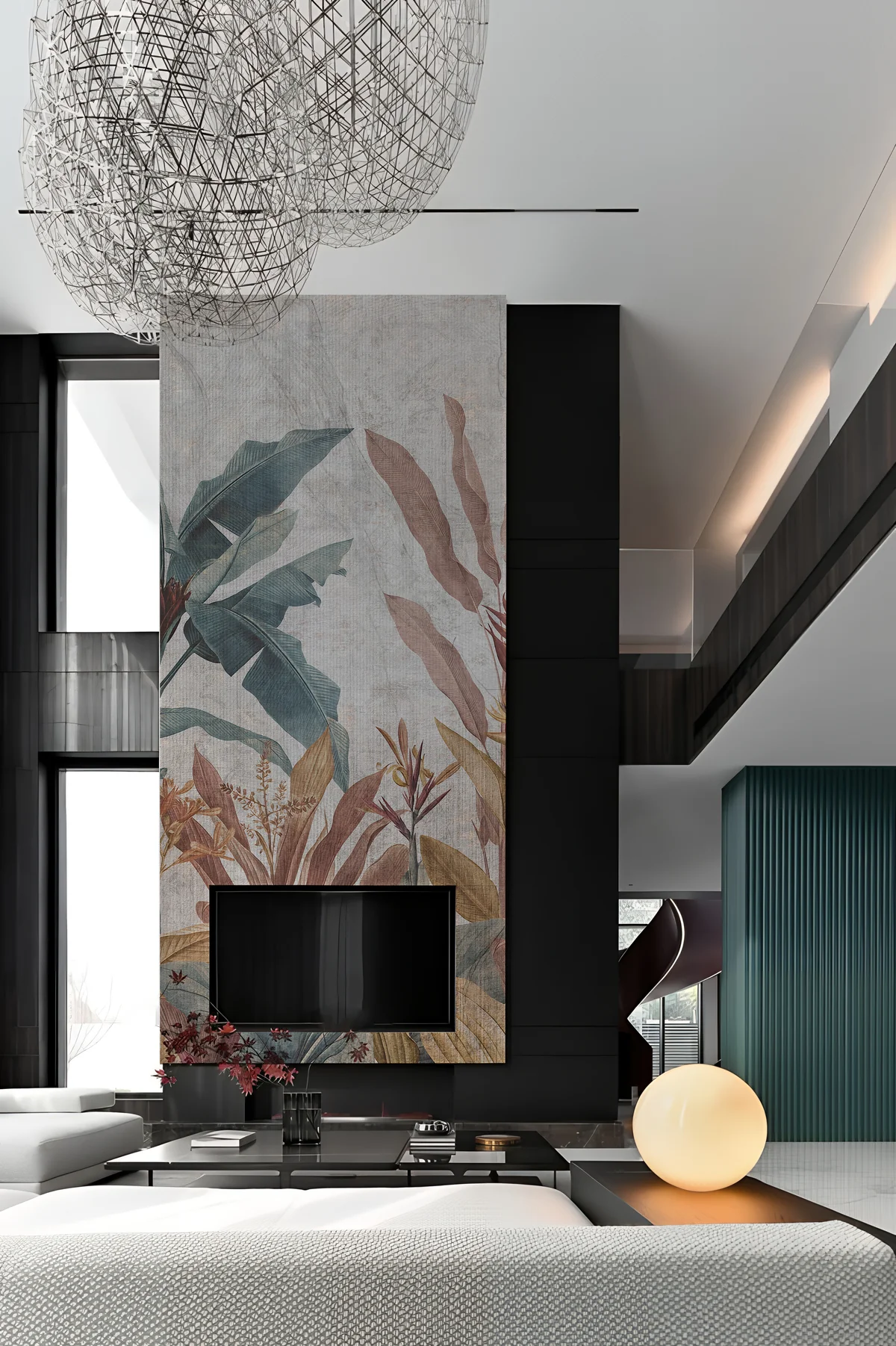 Tropical Botanical Neutral Wall Mural