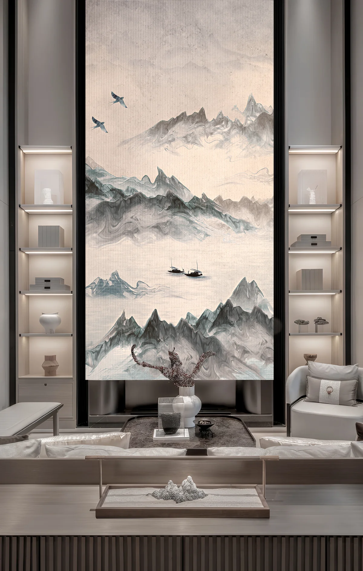 Misty Horizon Mountain Wall Mural