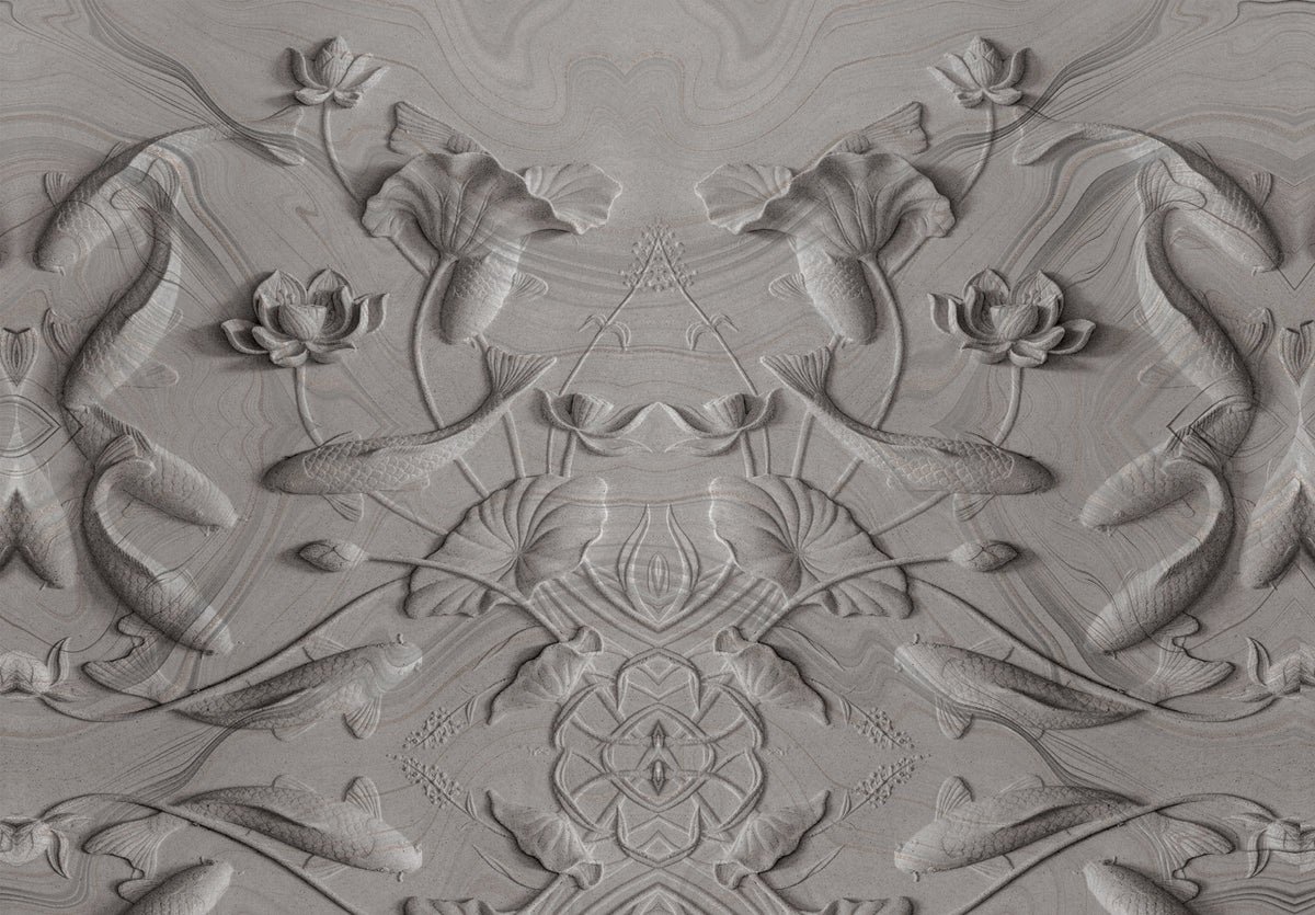 3D Koi Fish Lotus Wall Mural Alternate View