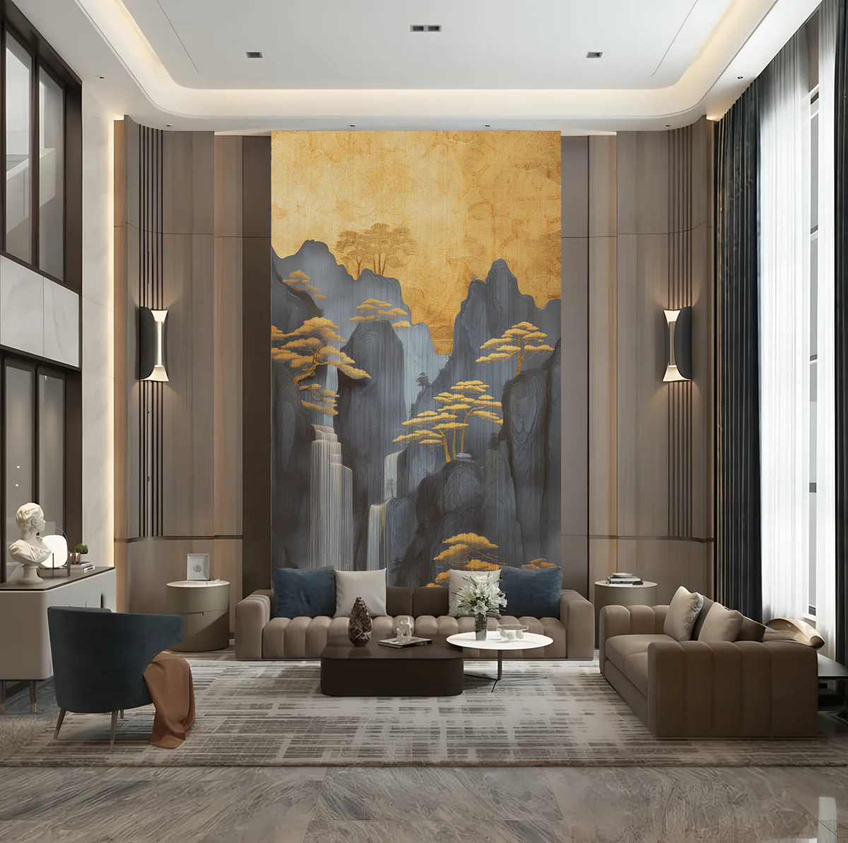 Golden Zenith Cliffscape Wall Mural