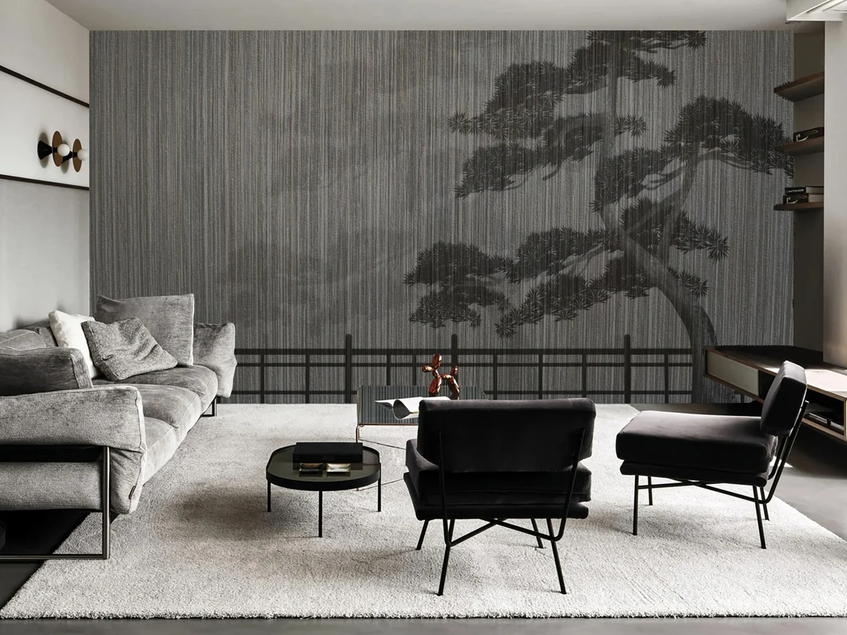 Modern Japanese Zen Tree Wall Mural