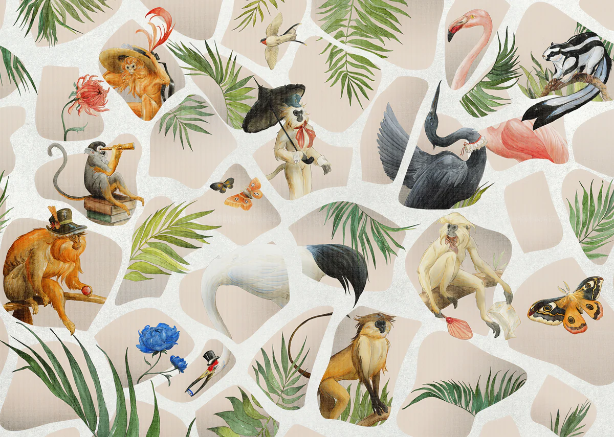 Vintage Jungle Story Wall Mural Alternate View