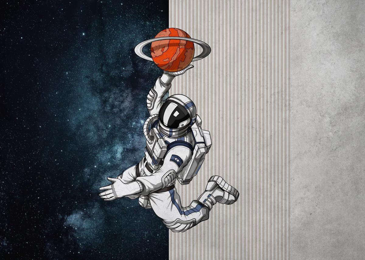 Astronaut Basketball Wall Mural Alternate View
