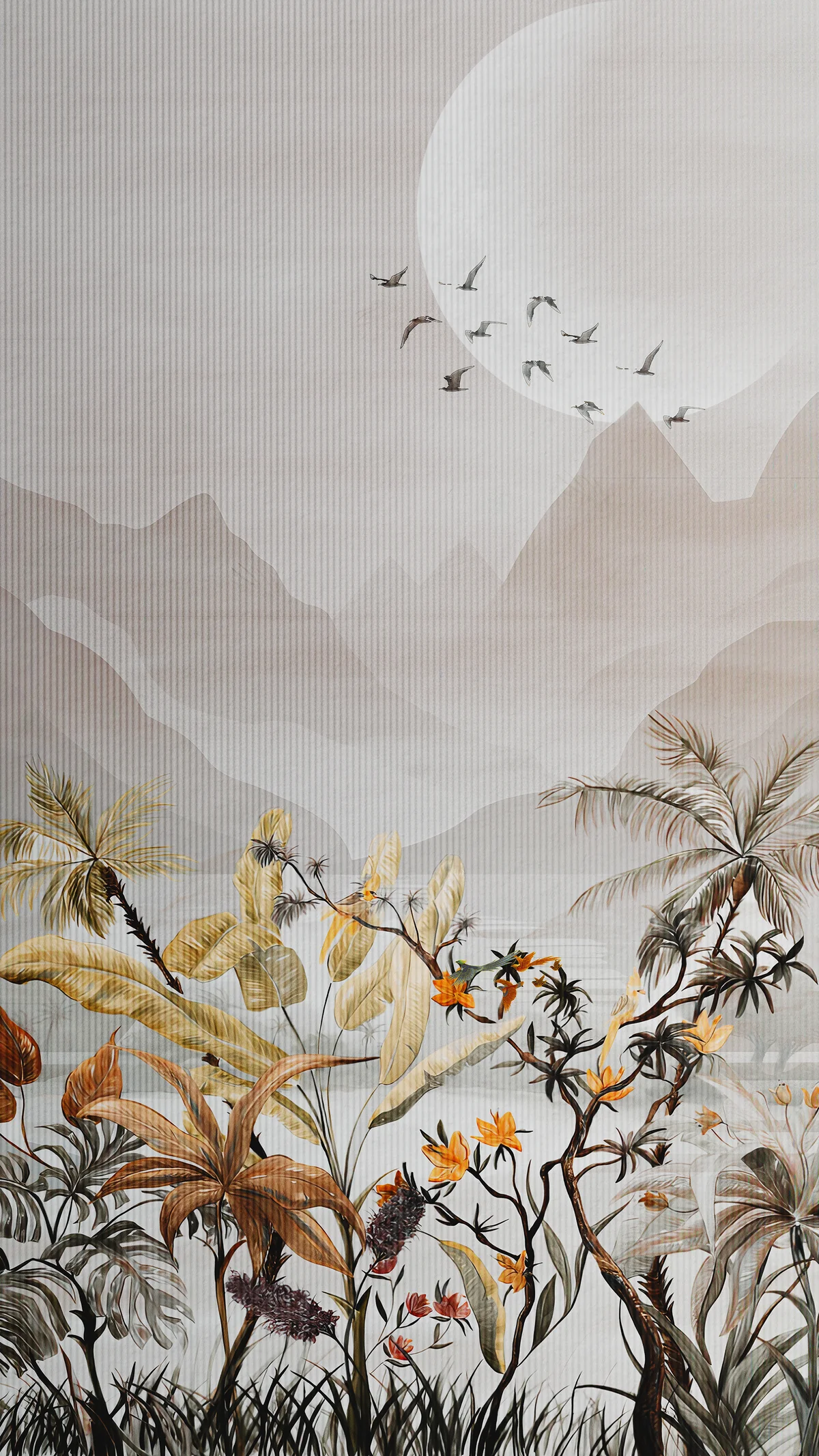 Tropical Botanical Serenity Wall Mural Alternate View