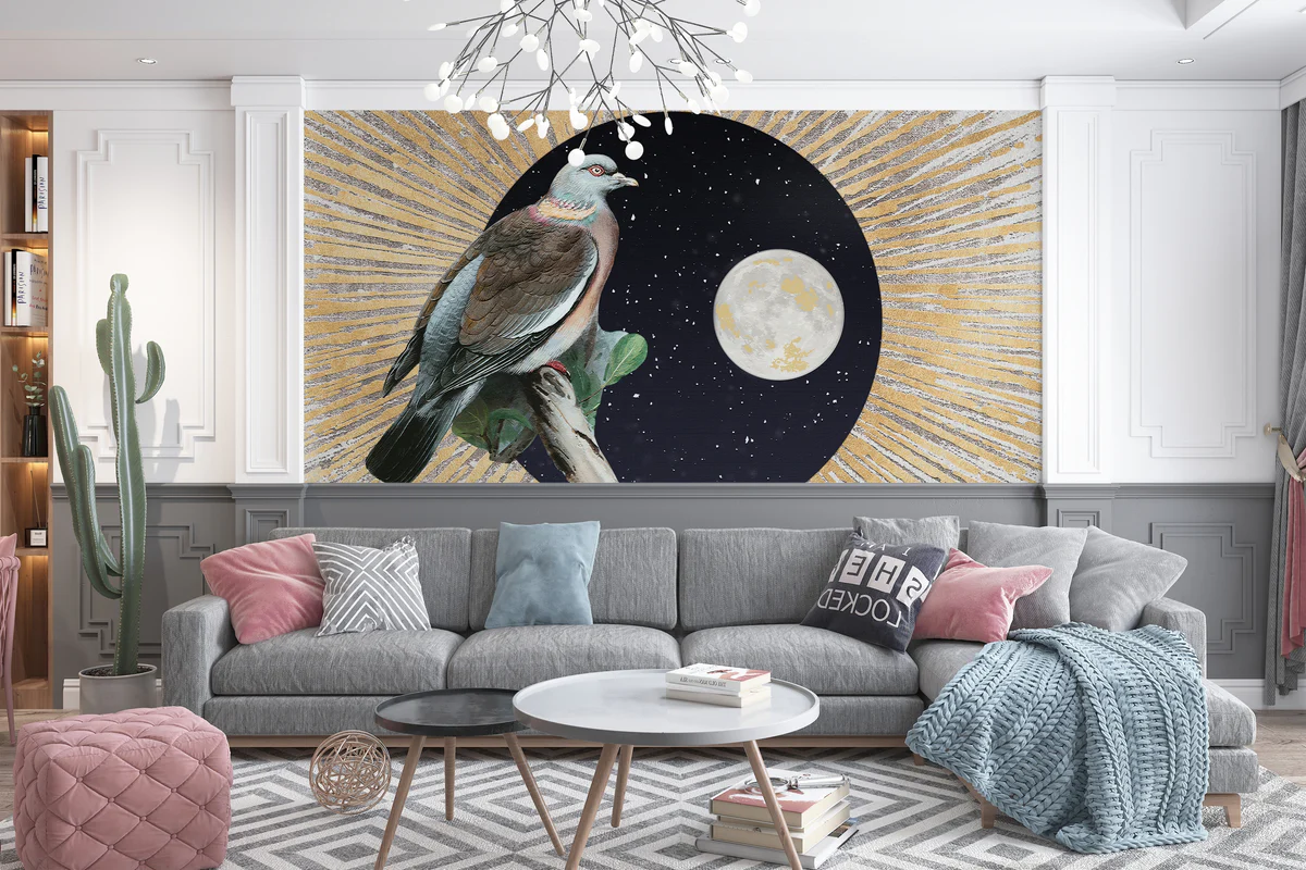 Moon Bird Art Wall Mural