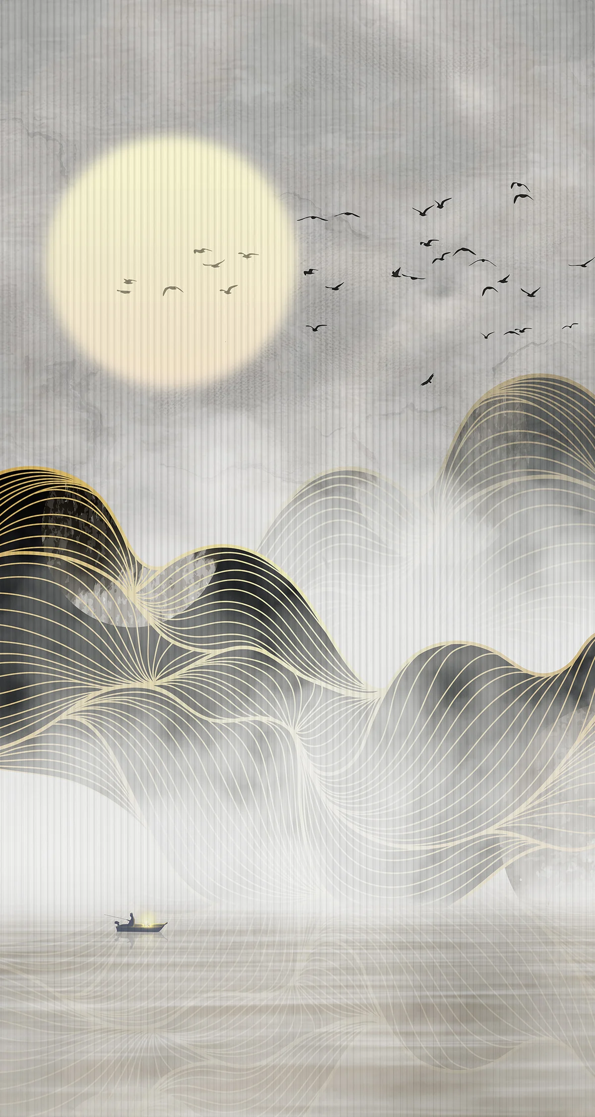 Golden Flow Mountain Wall Mural Alternate View