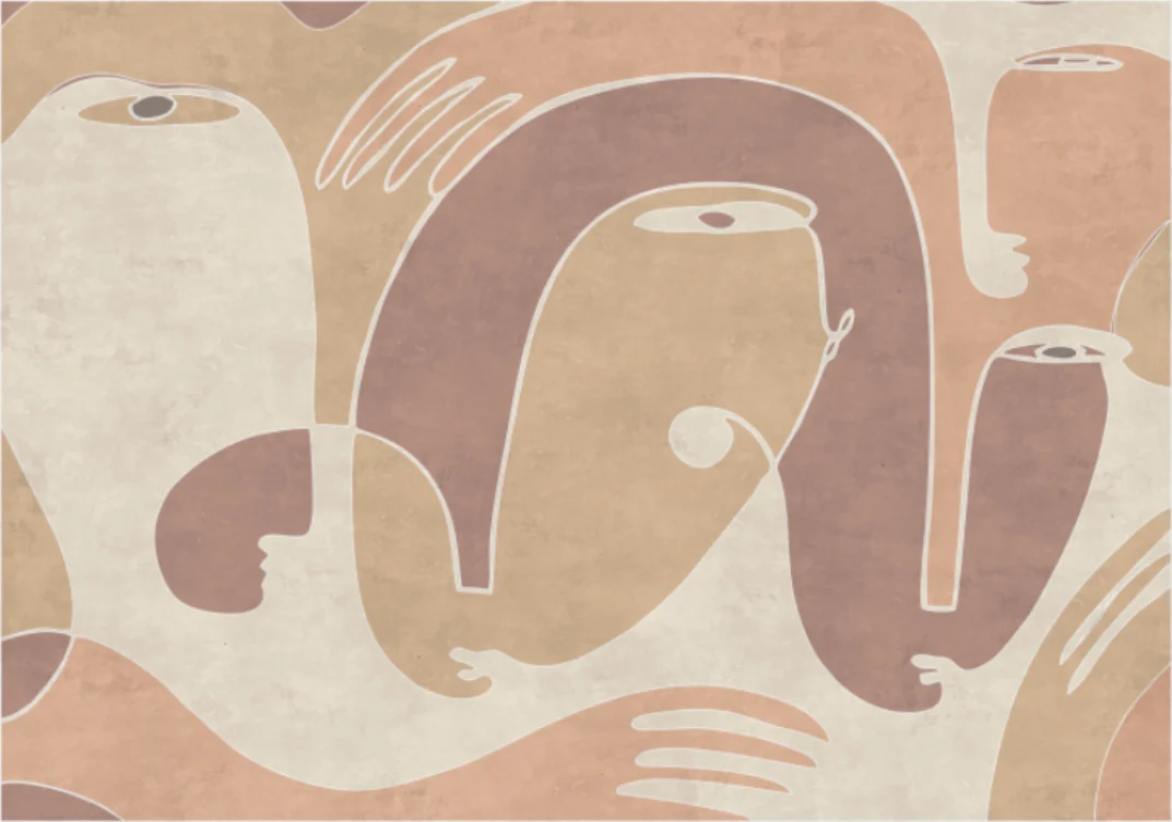 Abstract Faces Wall Mural Alternate View