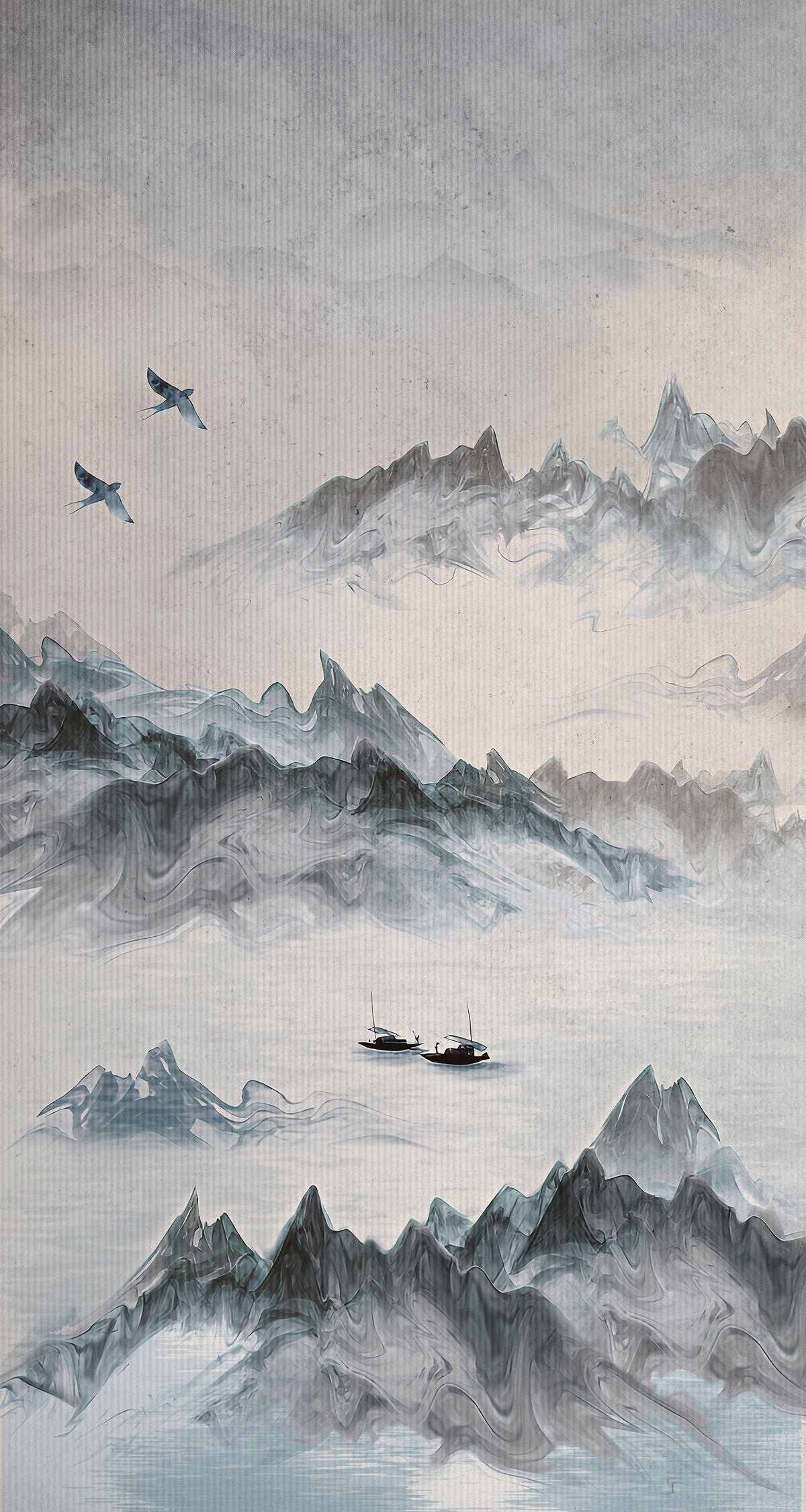Misty Horizon Mountain Wall Mural Alternate View