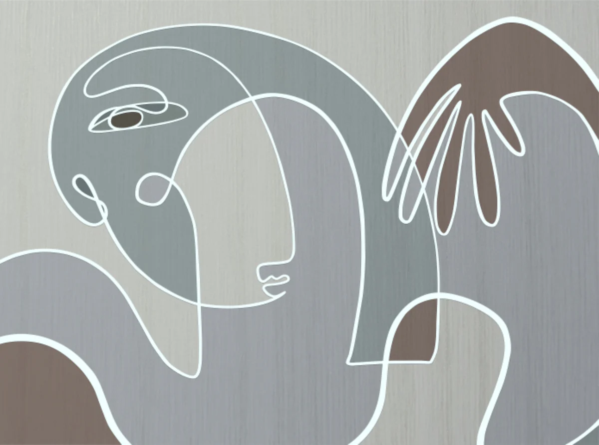 Abstract Line Face Wall Mural Alternate View