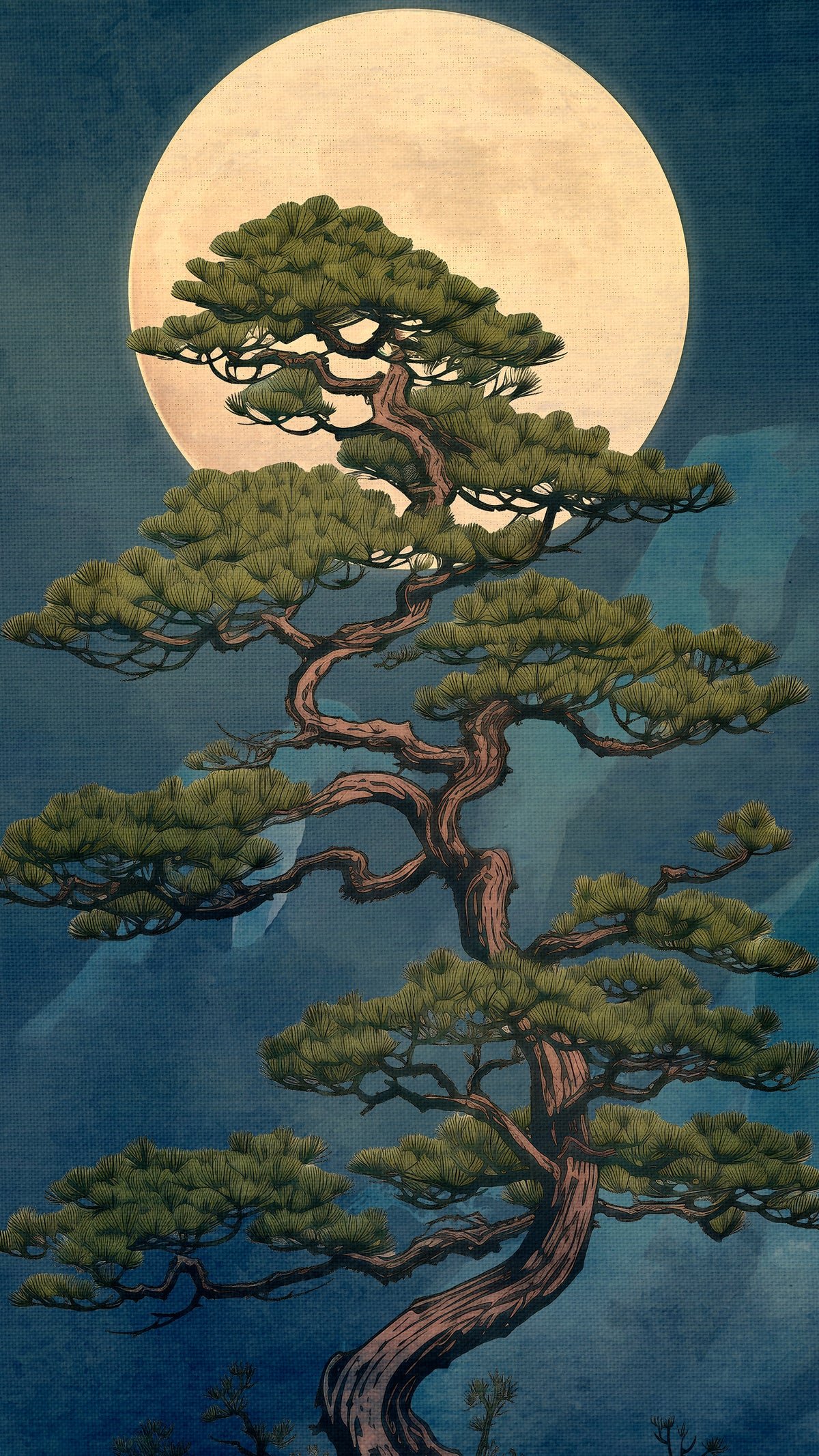 Moonlight Pine Tree Wall Mural Alternate View